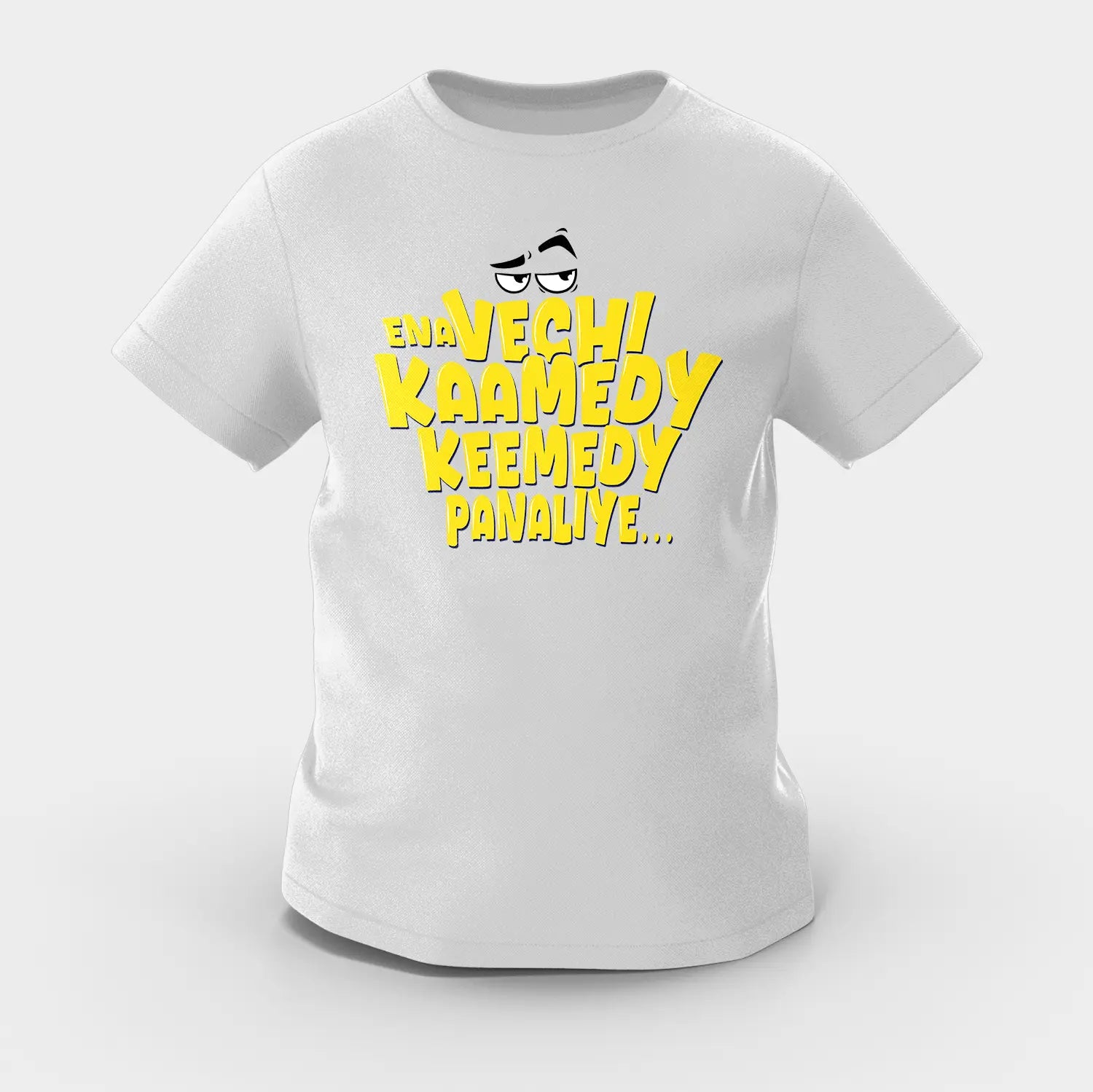 Ena Vechi Kaamedy Keemady Panaliye Girls Round Neck T-Shirt in Grey Melange Color