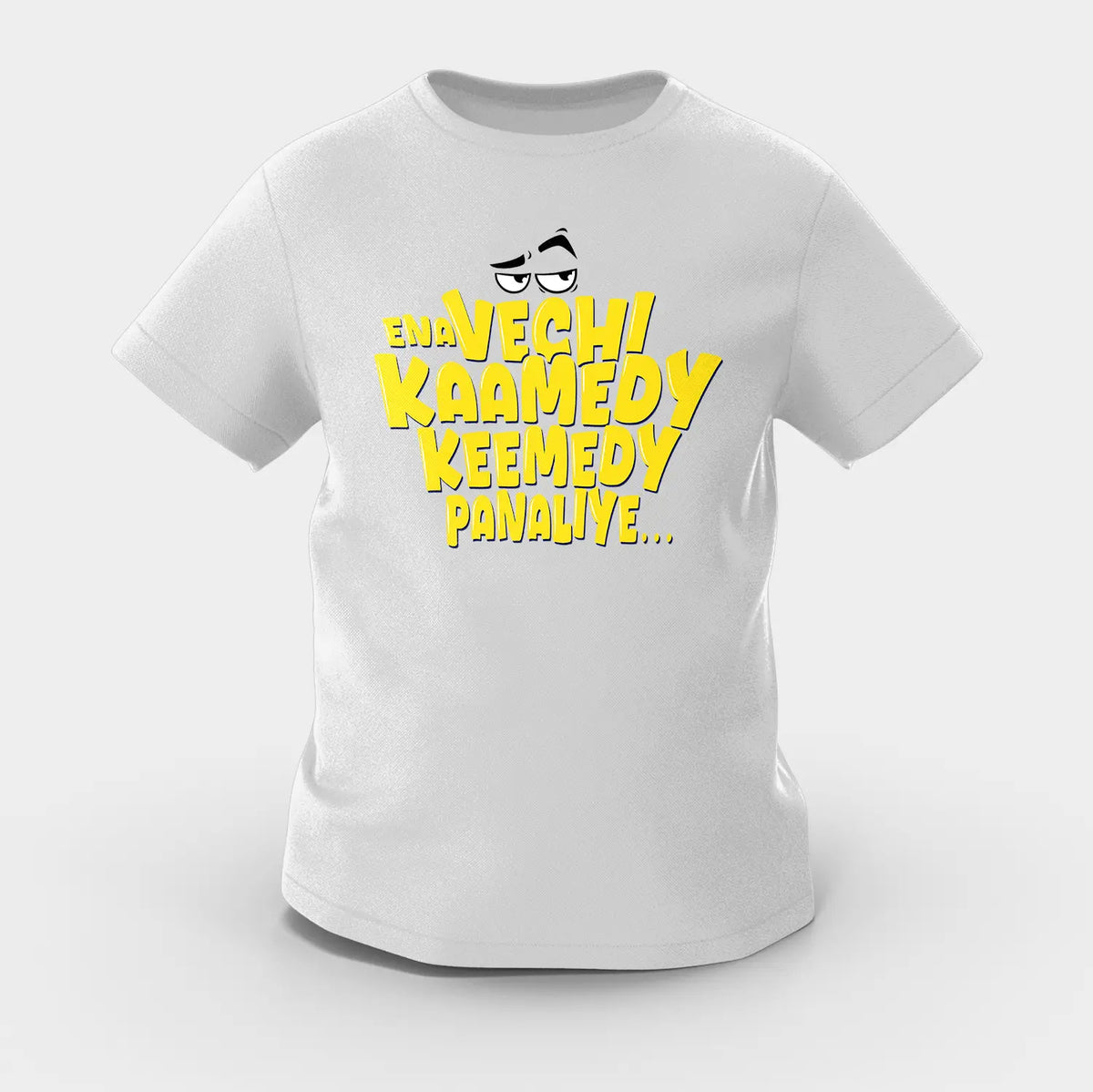 Ena Vechi Kaamedy Keemady Panaliye Girls Round Neck T-Shirt in Grey Melange Color