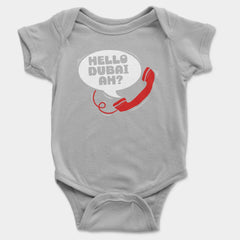 Hello Dubai Ah? Onesie/Romper in Grey Melange Color