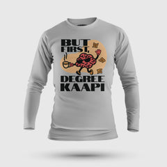 But First Degree Kaapi Men/Unisex Long Sleeve T-Shirt in Grey Melange Color