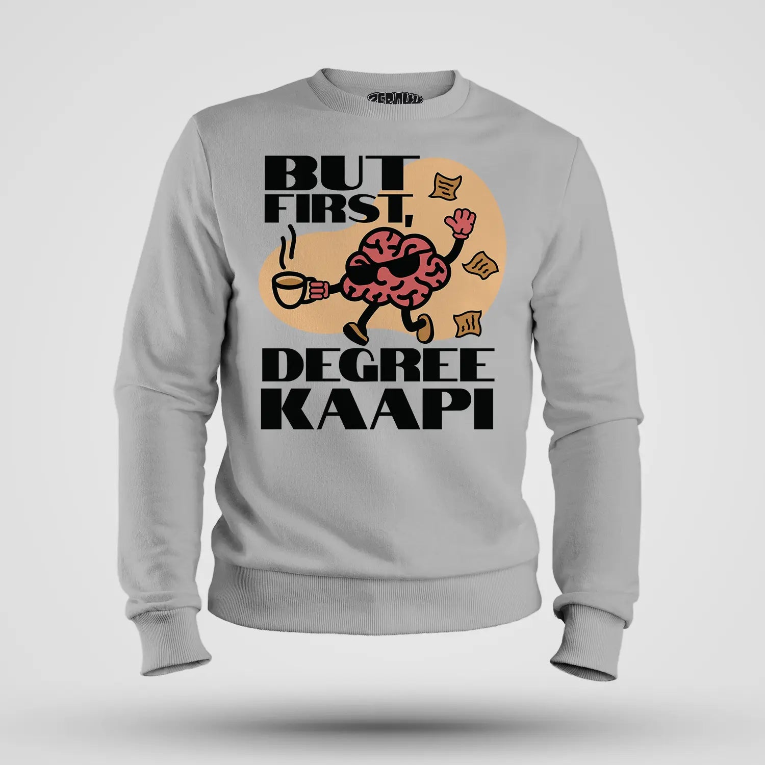 But First Degree Kaapi Men/Unisex Sweatshirt in Grey Melange Color