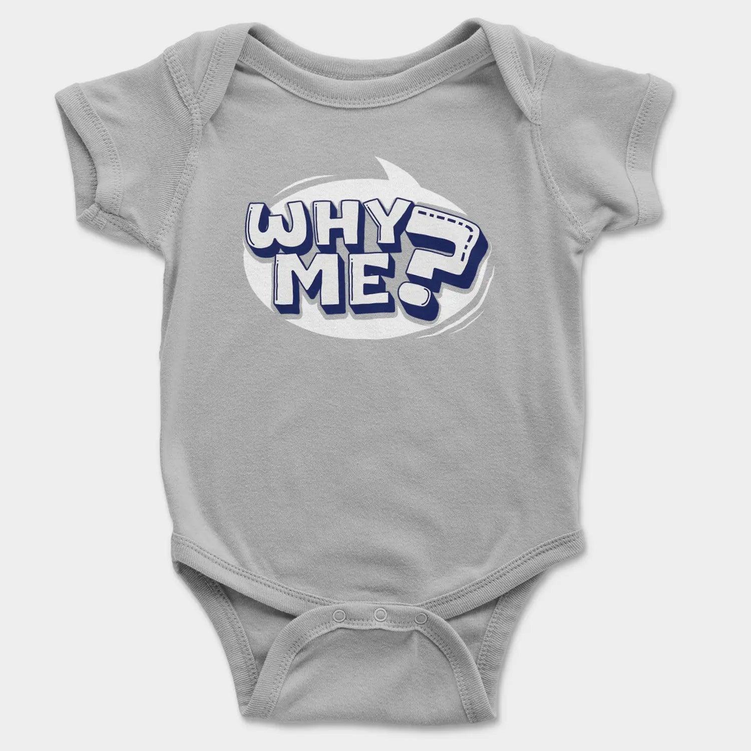 Why Me? Onesie/Romper in Grey Melange Color