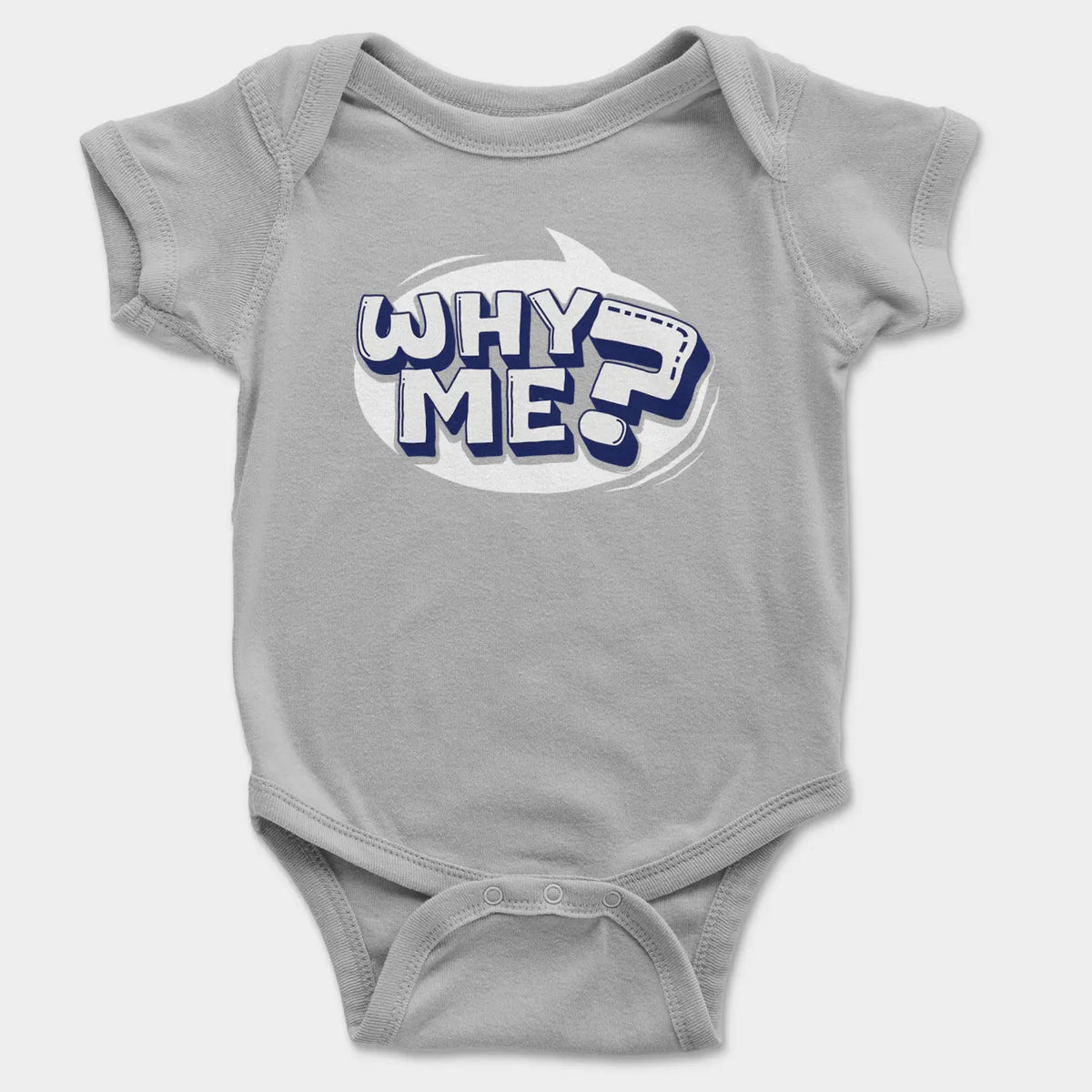 Why Me? Onesie/Romper in Grey Melange Color