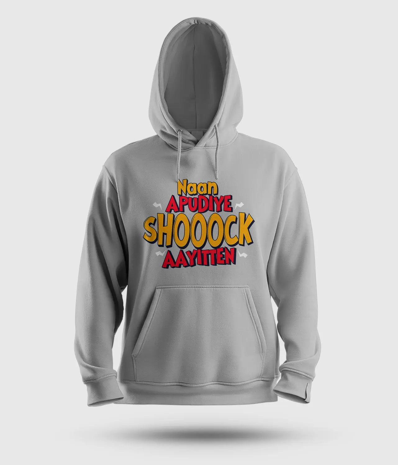 Naan Apudiye Shoooock Aayitten Men/Unisex Hoodie in Grey Melange Color