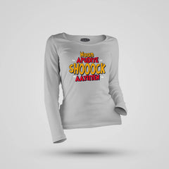 Naan Apudiye Shoooock Aayitten Women's Long Sleeve T-Shirt in Grey Melange Color