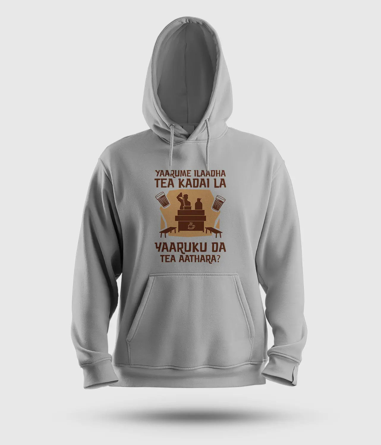 Yaarume Ilaadha Tea Kadai La Yaaruku Da Tea Aathara? Men/Unisex Hoodie in Grey Melange Color