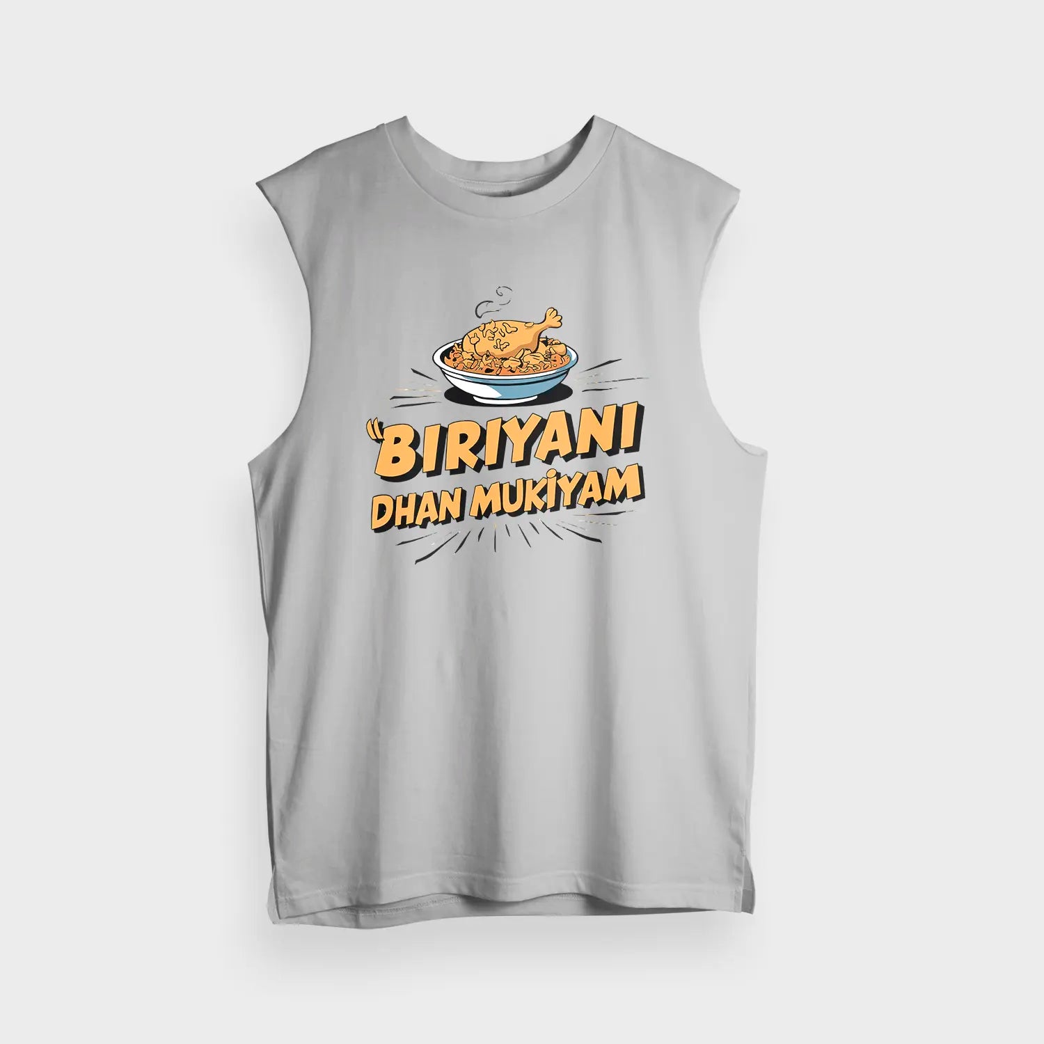 Biriyani Dhan Mukiyam Men/Unisex Tank Top in Grey Melange Color