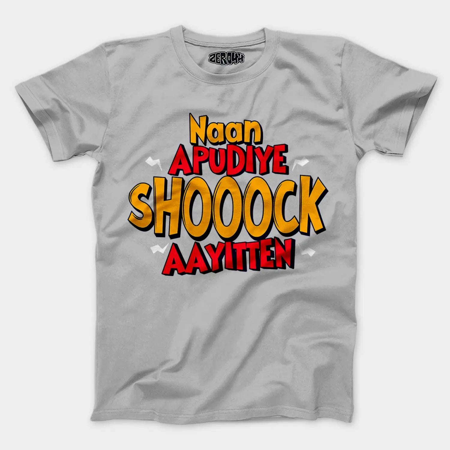 Naan Apudiye Shoooock Aayitten Men/Unisex T-Shirt in Grey Melange Color