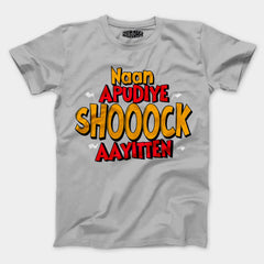 Naan Apudiye Shoooock Aayitten Men/Unisex T-Shirt in Grey Melange Color
