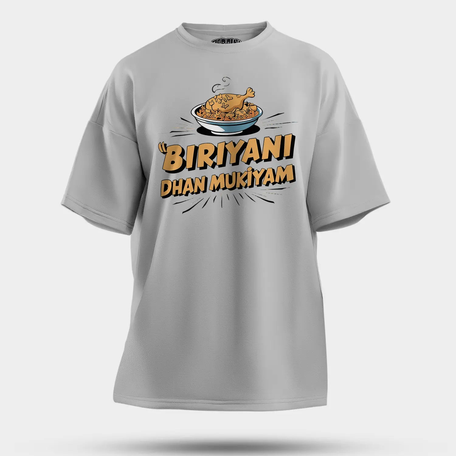 Biriyani Dhan Mukiyam Men/Unisex Oversized T-Shirt in Grey Melange Color
