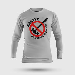 Aaniye Pudunga Venaam Men/Unisex Long Sleeve T-Shirt in Grey Melange Color