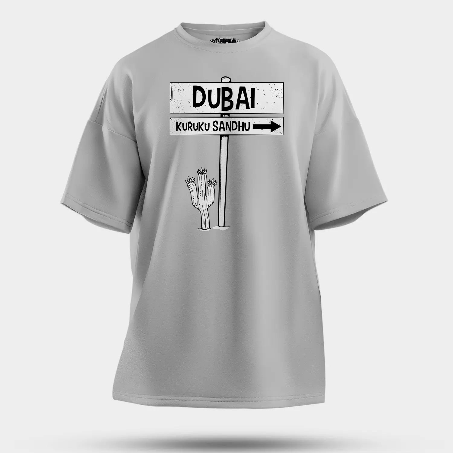 Dubai Kuruku Sandhu Men/Unisex Oversized T-Shirt in Grey Melange Color