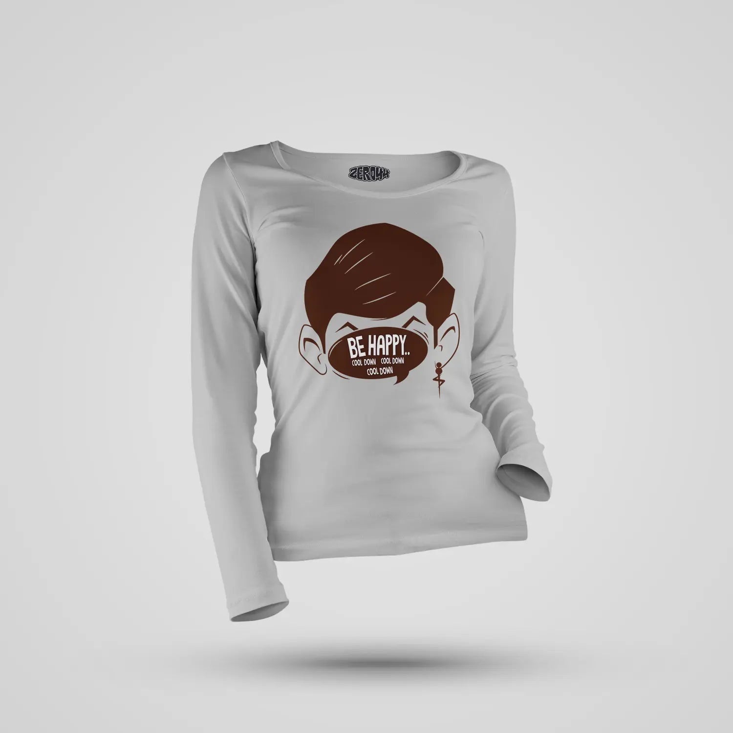 Be Happy Cool Down Cool Down Cool Down Women's Long Sleeve T-Shirt in Grey Melange Color