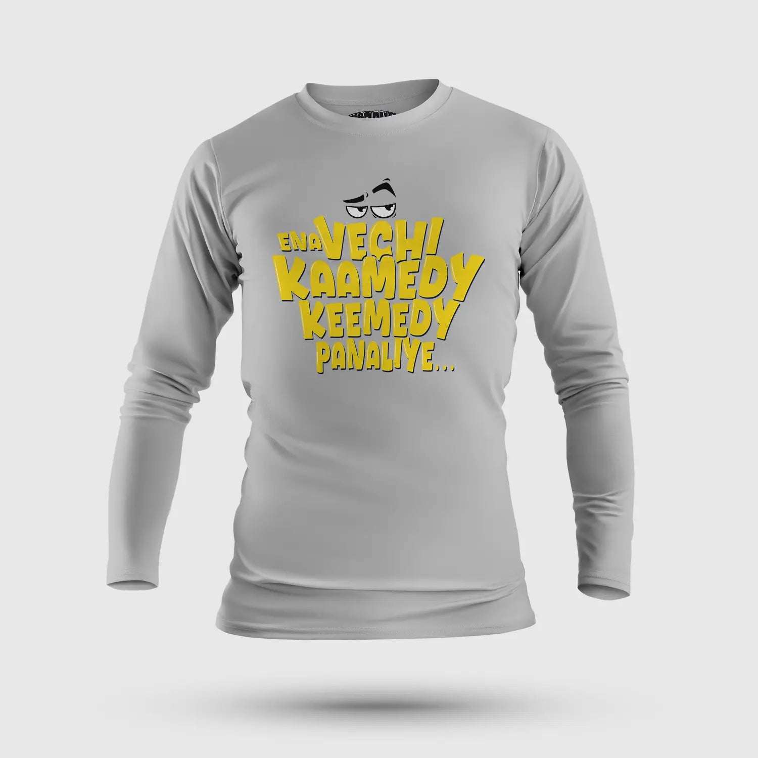 Ena Vechi Kaamedy Keemady Panaliye Men/Unisex Long Sleeve T-Shirt in Grey Melange Color