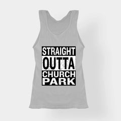 Straight Outta Church Park Women's Tank Top in Grey Melange Color