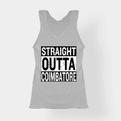 Straight Outta Coimbatore Women's Tank Top in Grey Melange Color