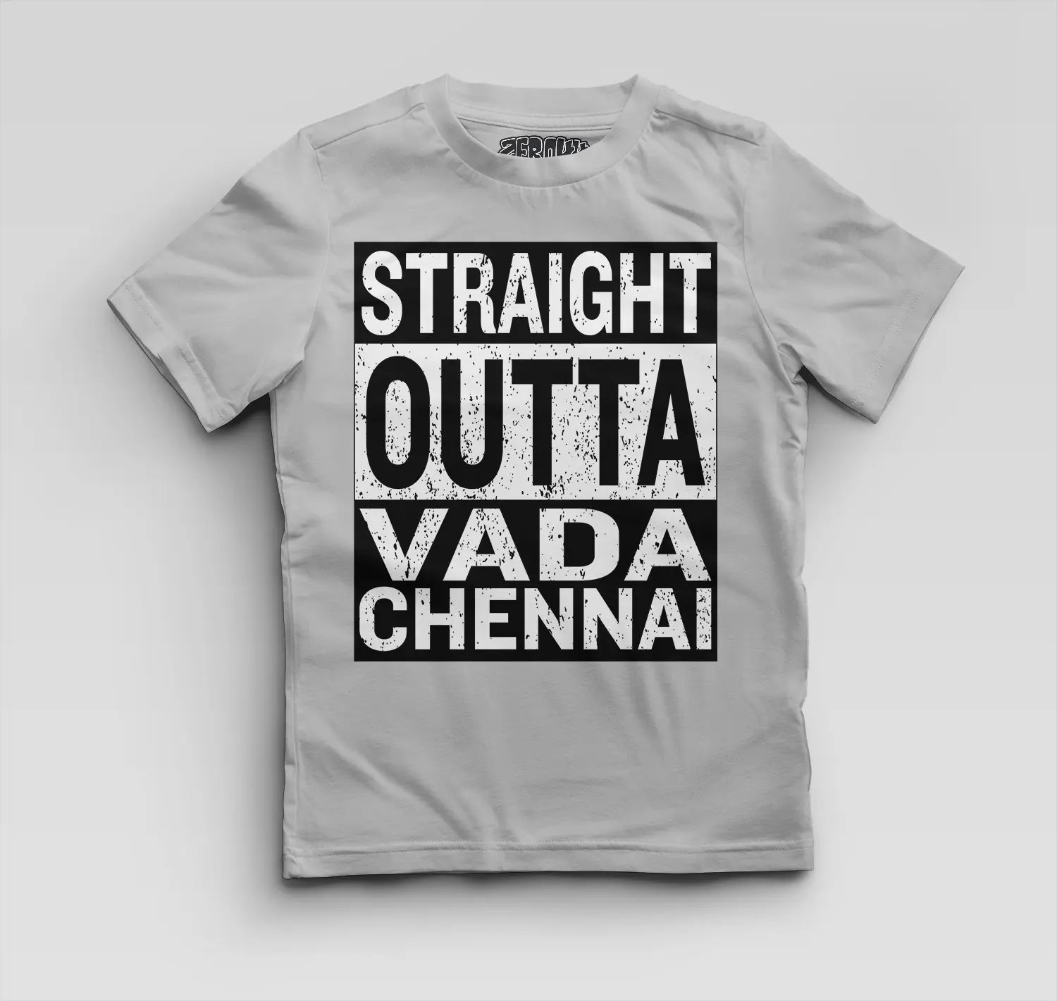 Straight Outta Vada Chennai Boys Round Neck T-Shirt in Grey Melange Color