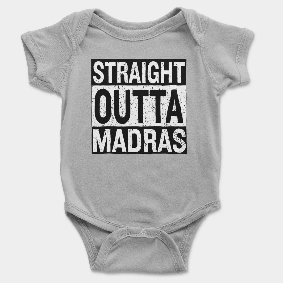 Straight Outta Madras Onesie/Romper in Grey Melange Color