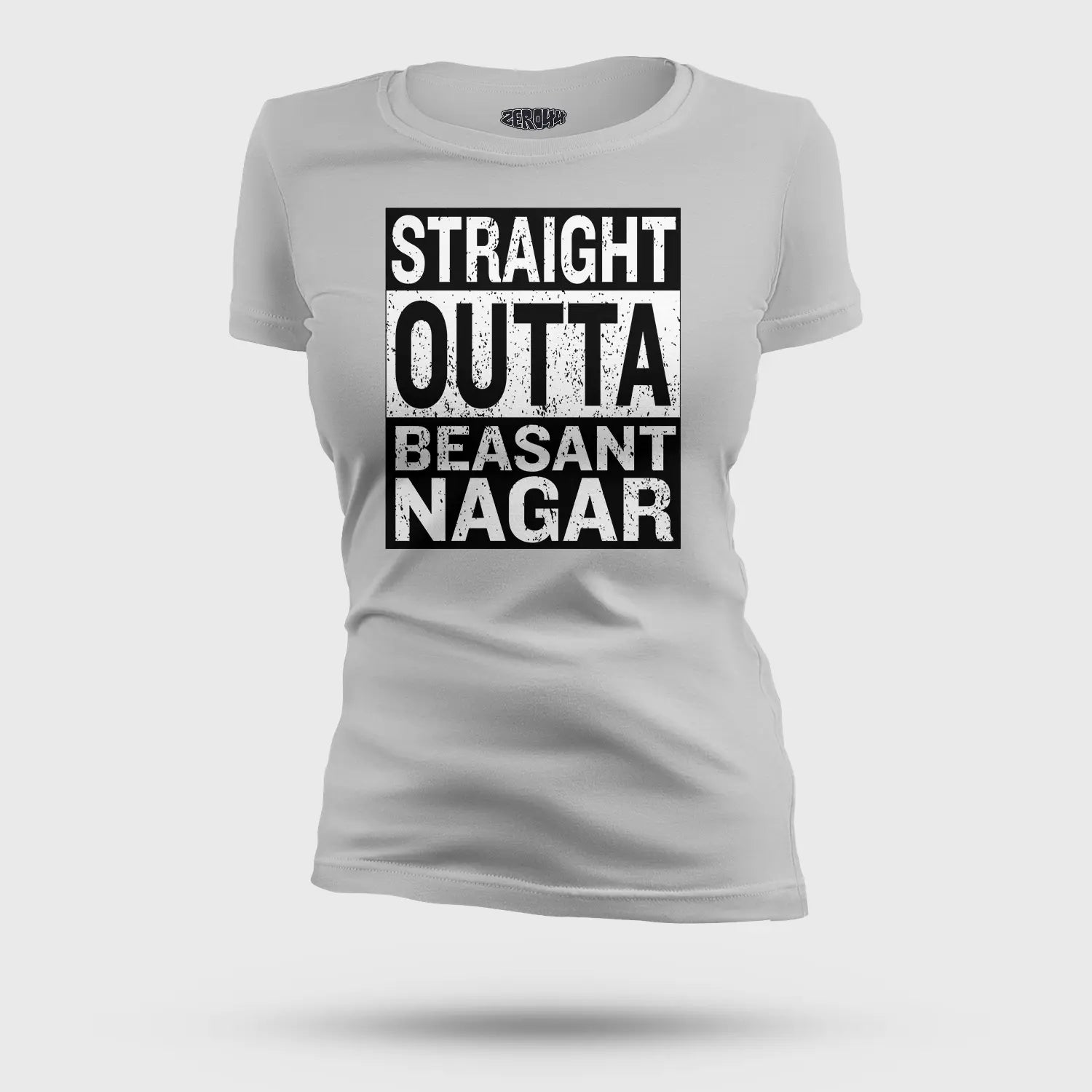 Straight Outta Beasant Nagar Women's T-Shirt in Grey Melange Color