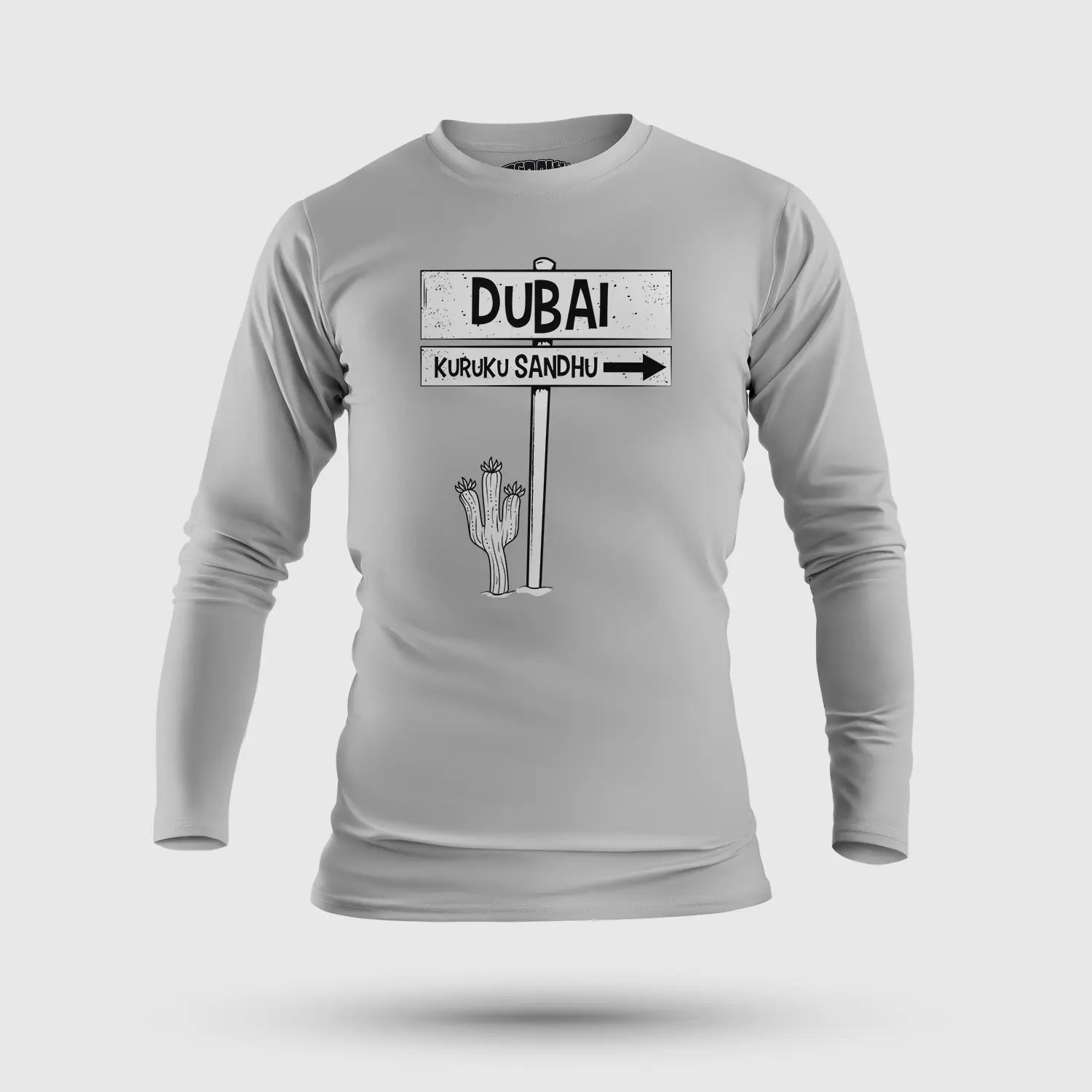 Dubai Kuruku Sandhu Men/Unisex Long Sleeve T-Shirt in Grey Melange Color