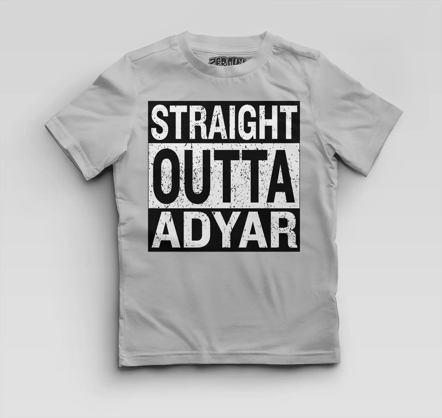 Straight Outta Adyar Boys Round Neck T-Shirt in Grey Melange Color