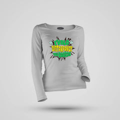 Evalo Distarpance You Raascal Women's Long Sleeve T-Shirt in Grey Melange Color