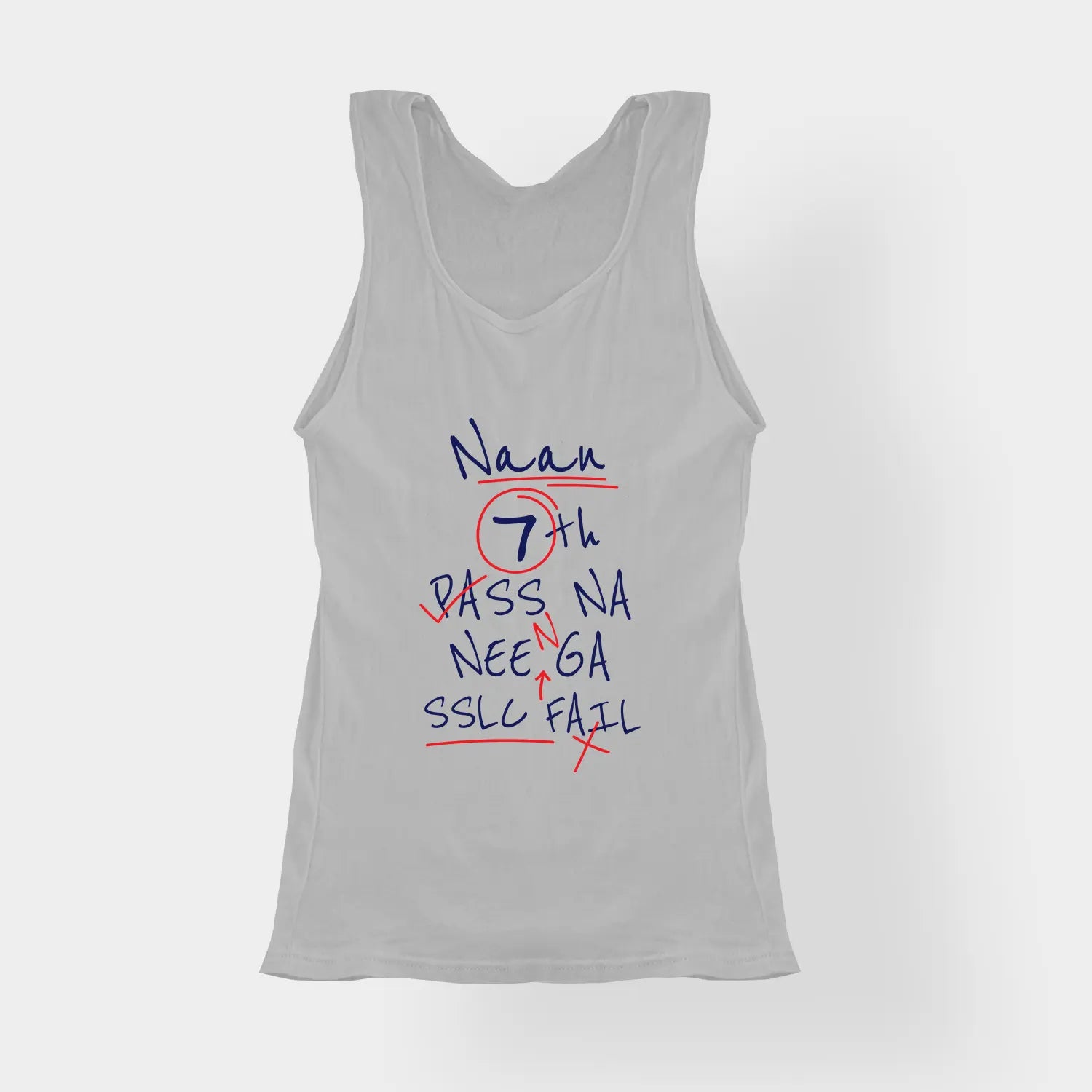 Naan 7Th Pass Na, Neenge Sslc Fail Women's Tank Top in Grey Melange Color