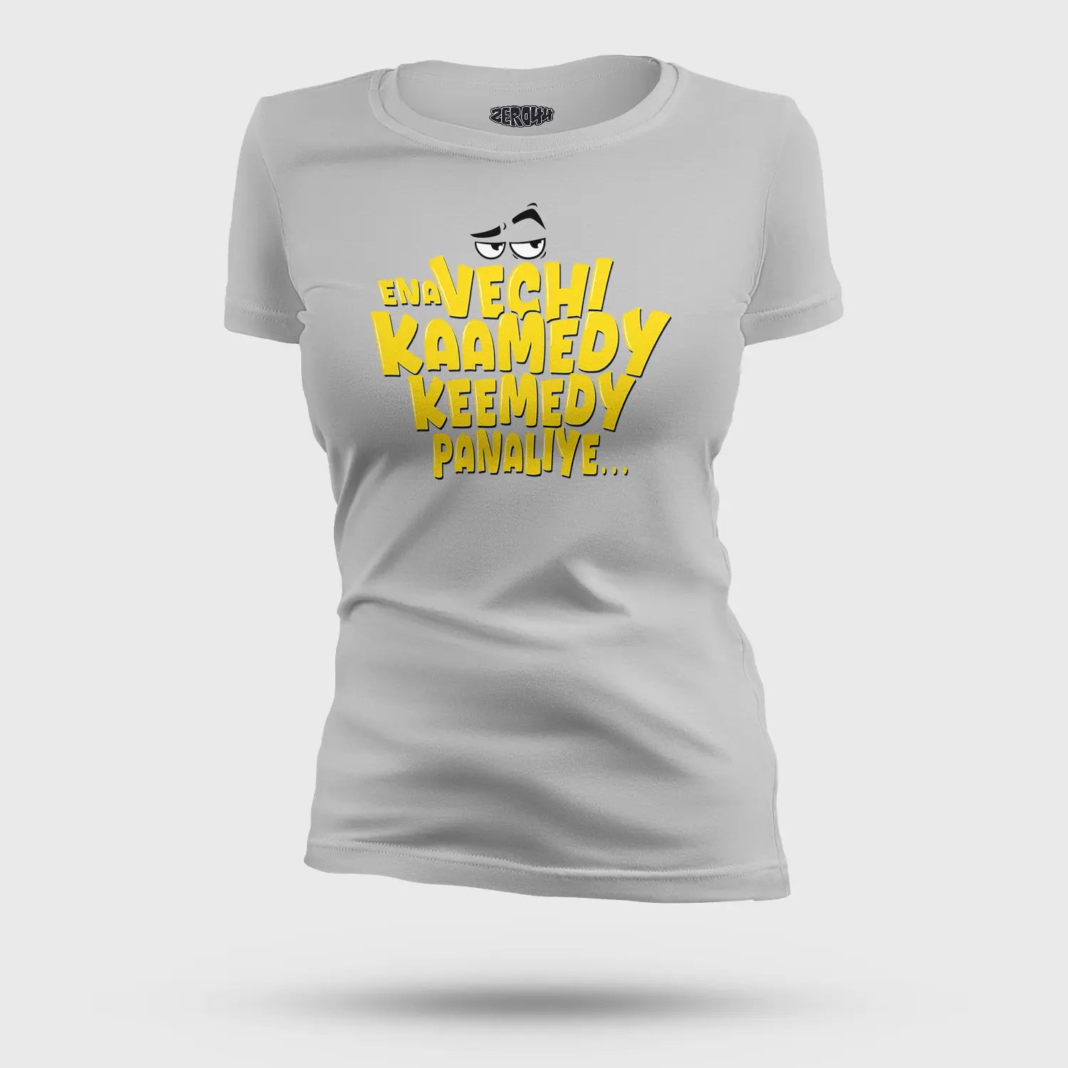 Ena Vechi Kaamedy Keemady Panaliye Women's T-Shirt in Grey Melange Color
