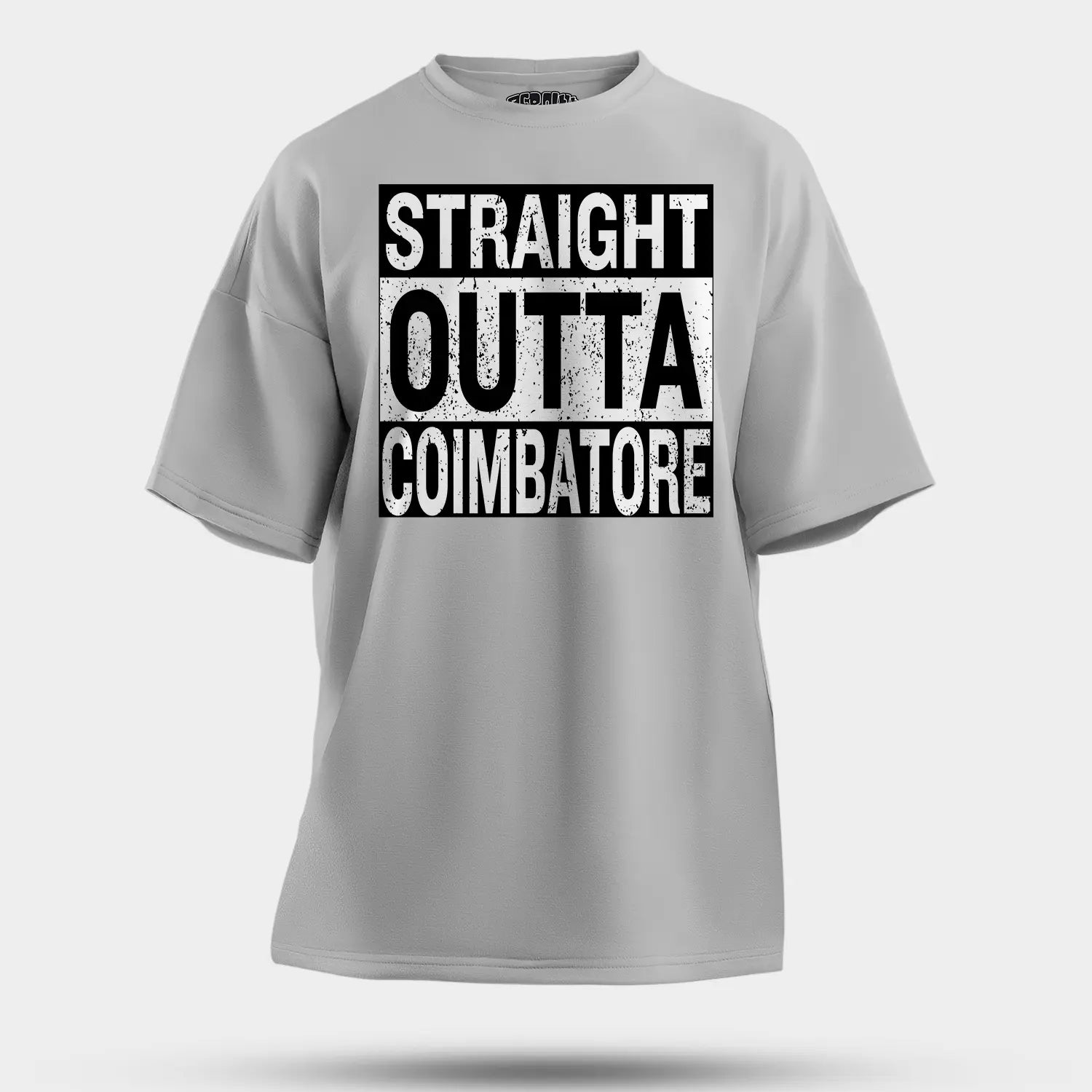 Straight Outta Coimbatore Men/Unisex Oversized T-Shirt in Grey Melange Color