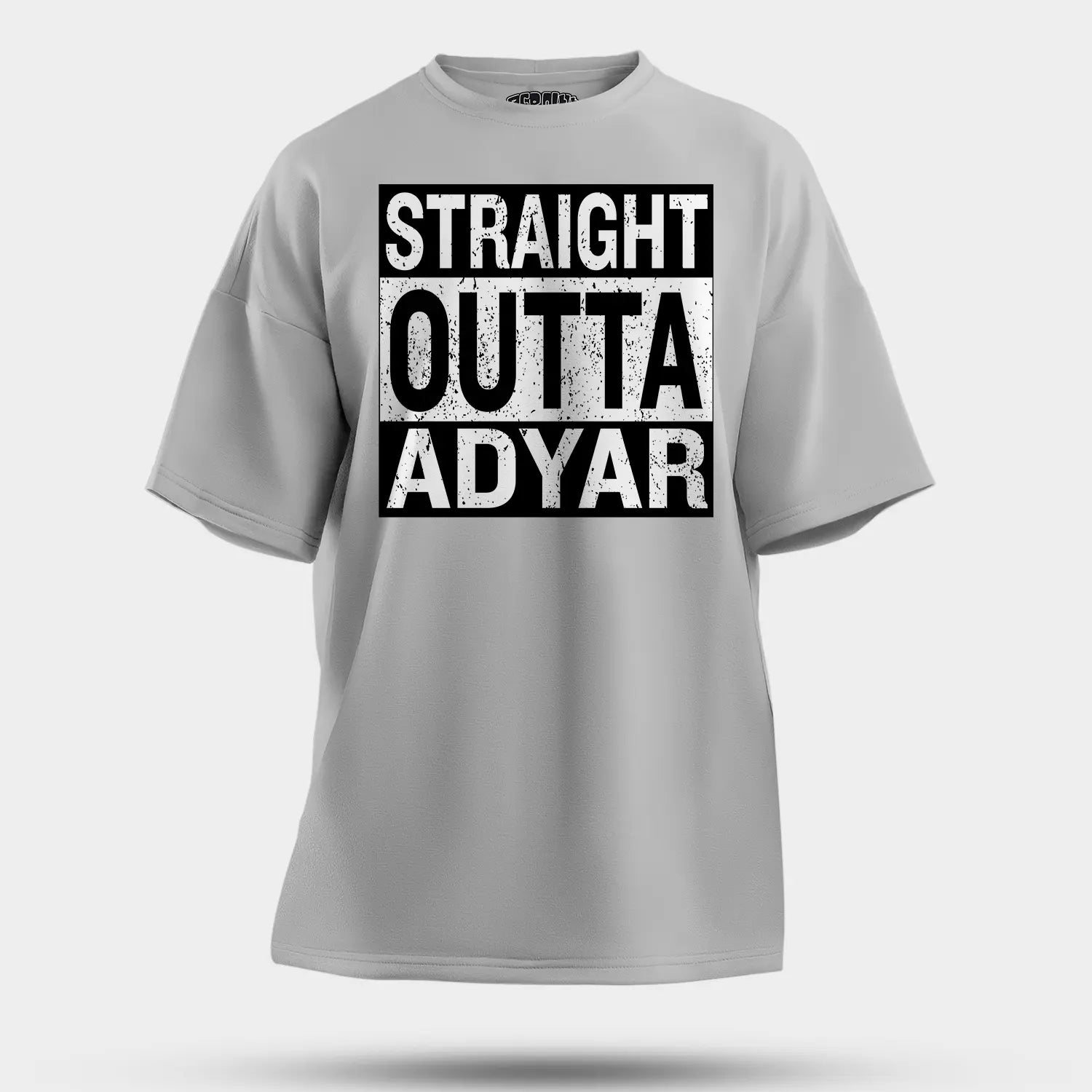 Straight Outta Adyar Men/Unisex Oversized T-Shirt in Grey Melange Color