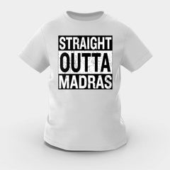 Straight Outta Madras Girls Round Neck T-Shirt in Grey Melange Color