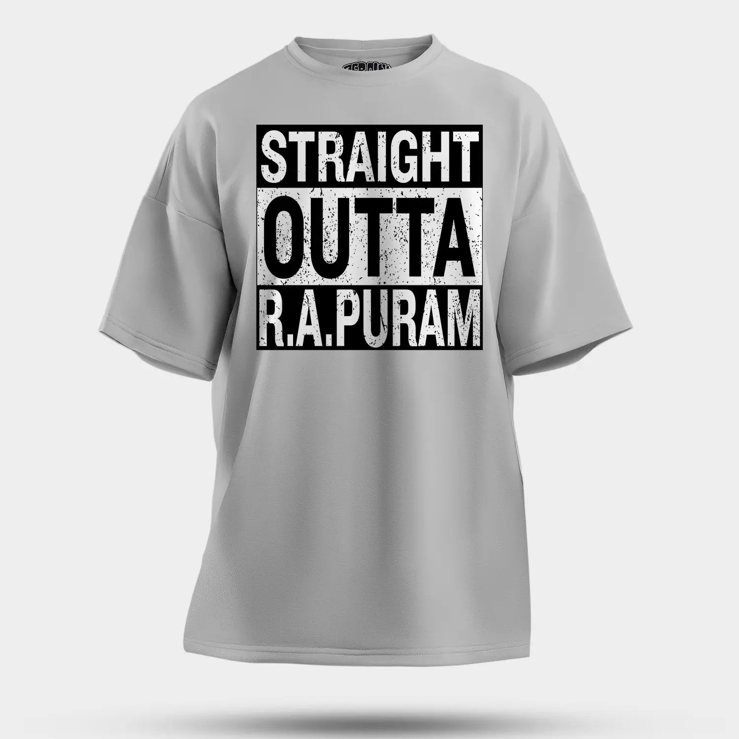 Straight Outta R.a Puram Men/Unisex Oversized T-Shirt in Grey Melange Color
