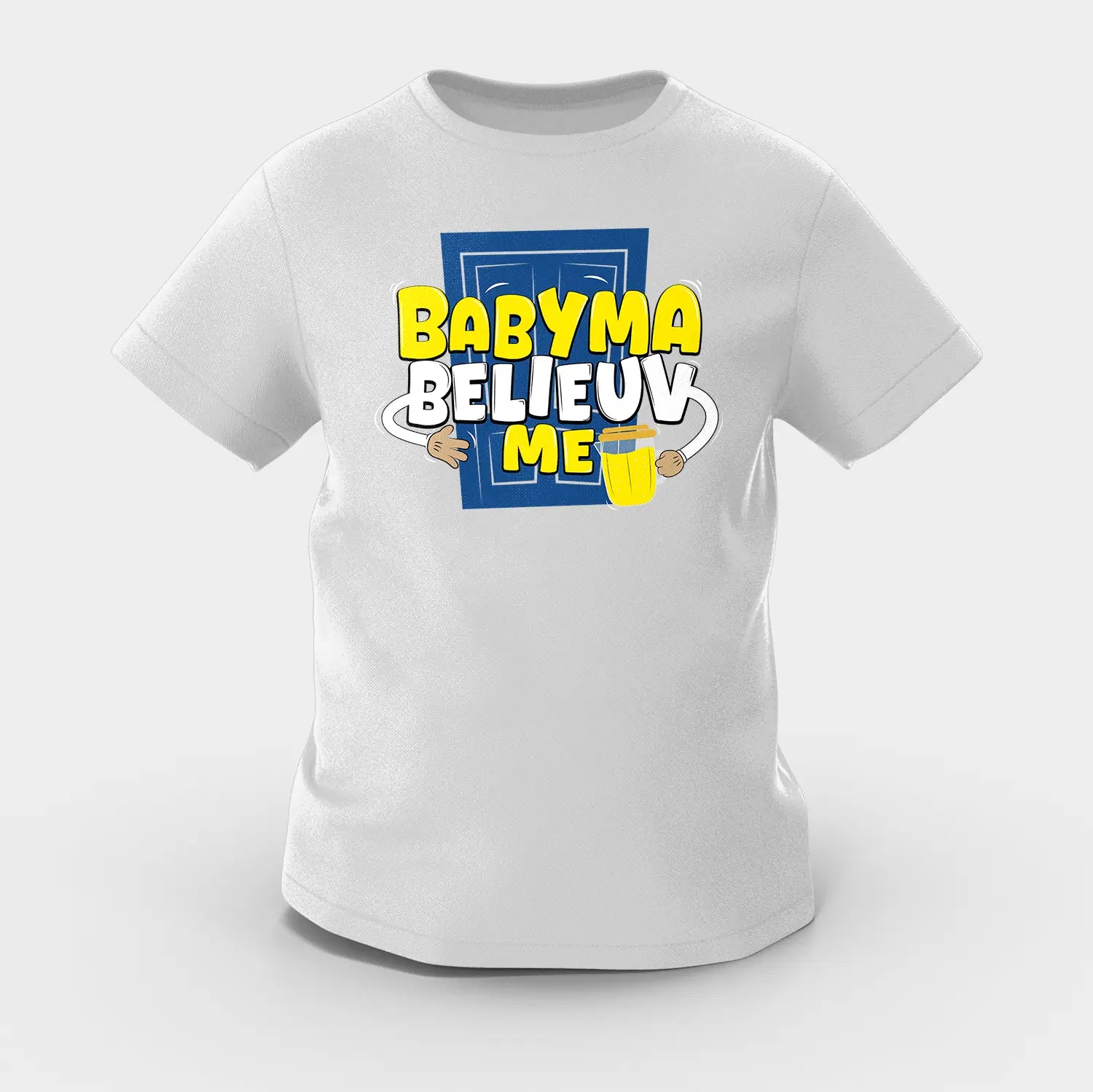Babyma Belieuv Me Girls Round Neck T-Shirt in Grey Melange Color