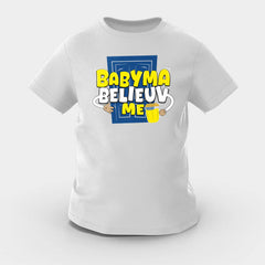 Babyma Belieuv Me Girls Round Neck T-Shirt in Grey Melange Color