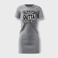 Straight Outta Andhra Mess Women's T-Shirt Dress in Grey Melange Color