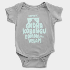Echuuse Me Andha Korangu Bomma Ena Velai Onesie/Romper in Grey Melange Color