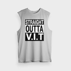 Straight Outta Vit Men/Unisex Tank Top in Grey Melange Color