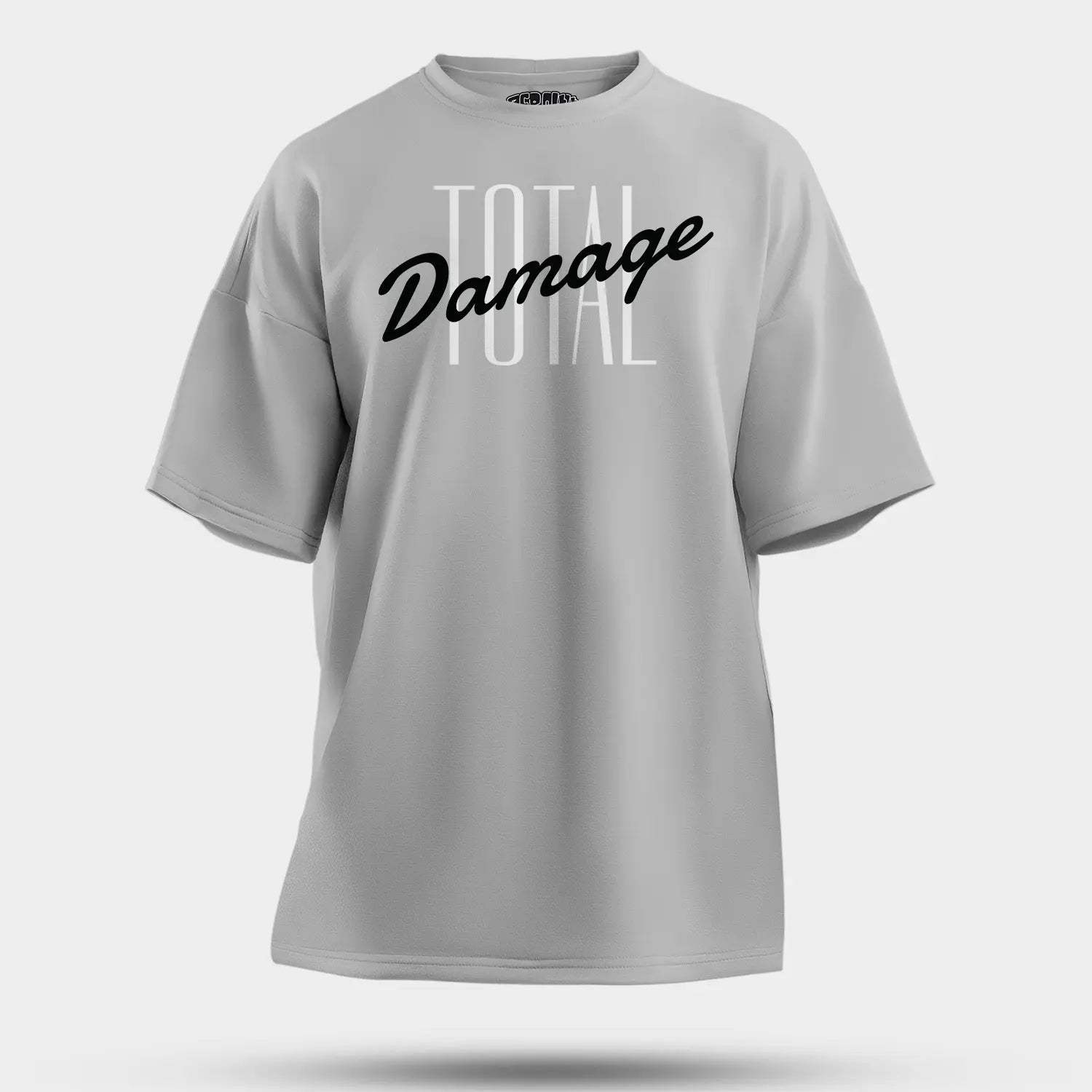 Total Damage Men/Unisex Oversized T-Shirt in Grey Melange Color