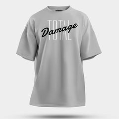 Total Damage Men/Unisex Oversized T-Shirt in Grey Melange Color