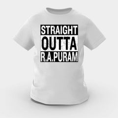 Straight Outta R.a Puram Girls Round Neck T-Shirt in Grey Melange Color