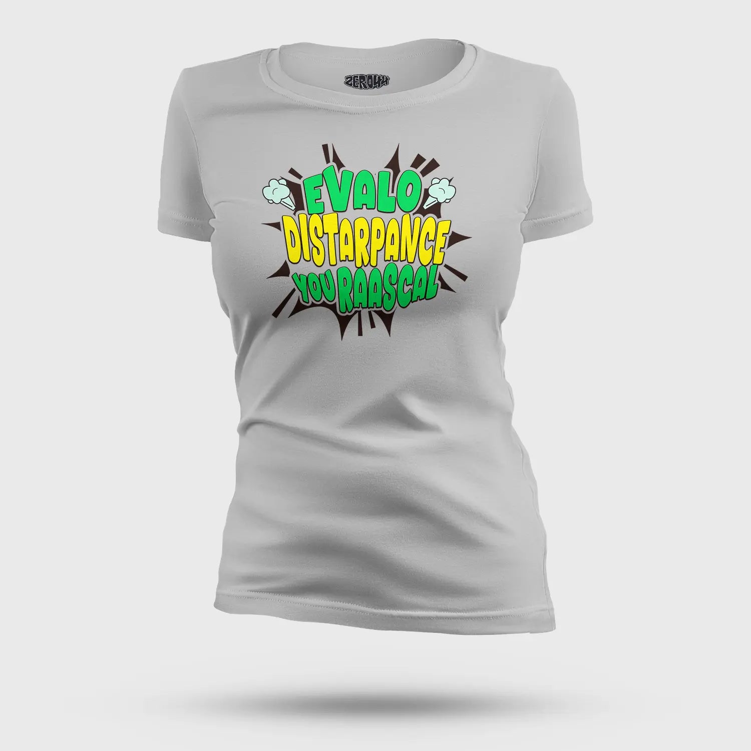 Evalo Distarpance You Raascal Women's T-Shirt in Grey Melange Color