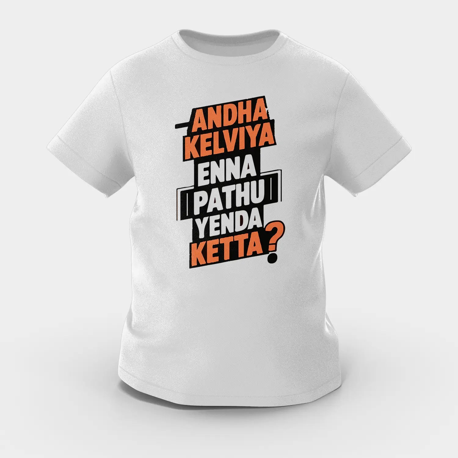 Andha Kelviya Enna Pathu Yenda Ketta Girls Round Neck T-Shirt in Grey Melange Color