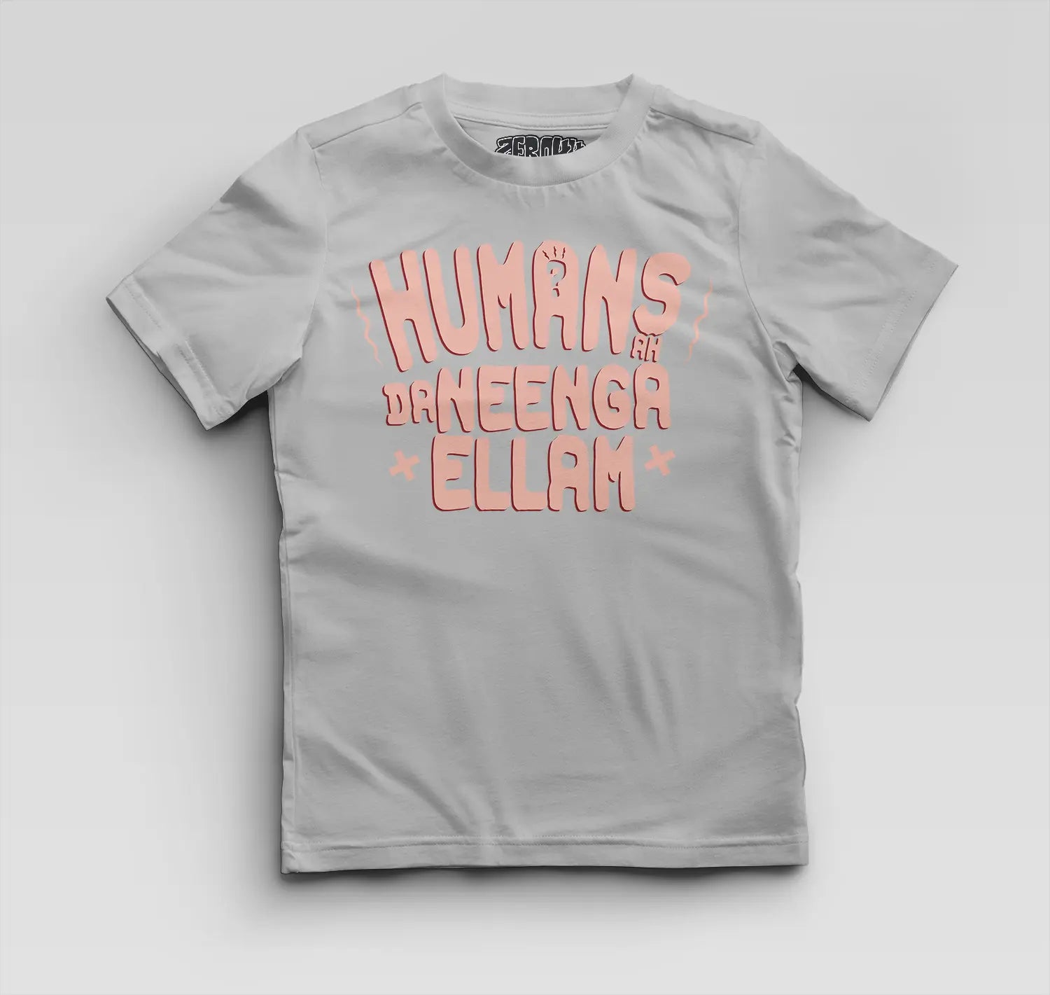 Humans Ah Da Neenga Ellam? Boys Round Neck T-Shirt in Grey Melange Color
