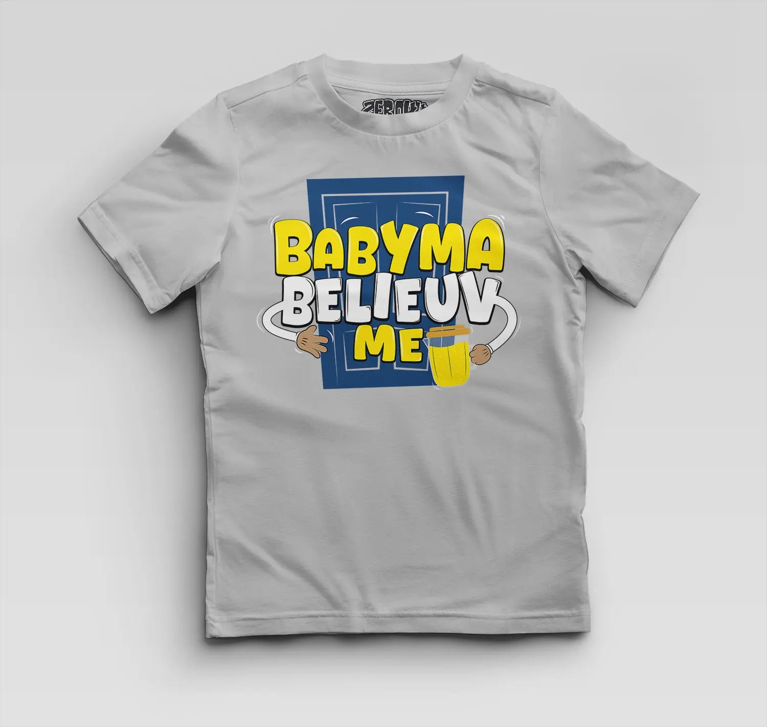 Babyma Belieuv Me Boys Round Neck T-Shirt in Grey Melange Color