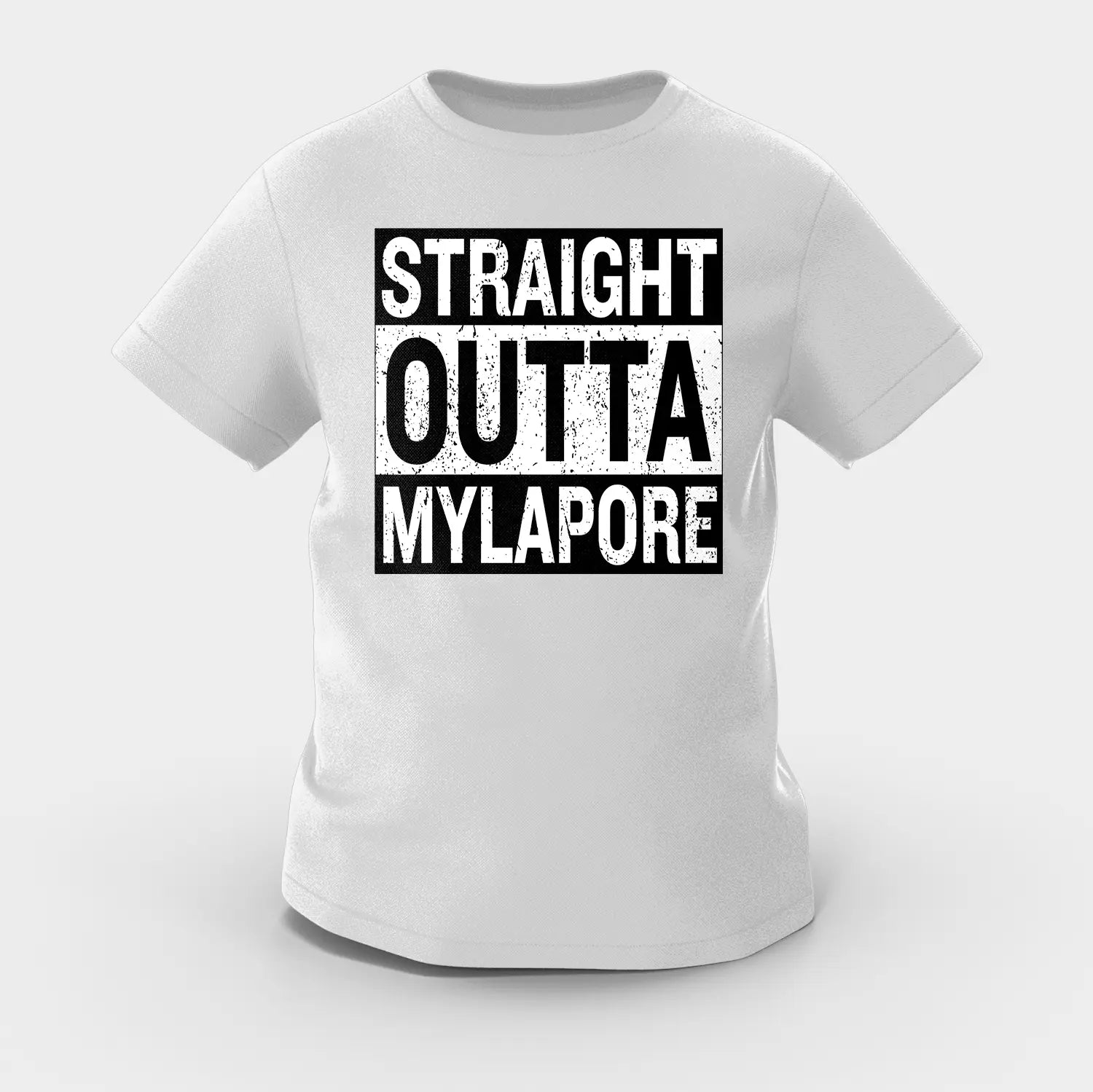 Straight Outta Mylapore Girls Round Neck T-Shirt in Grey Melange Color