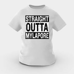 Straight Outta Mylapore Girls Round Neck T-Shirt in Grey Melange Color
