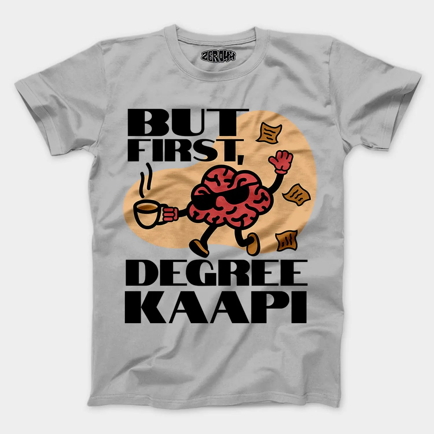 But First Degree Kaapi Men/Unisex T-Shirt in Grey Melange Color