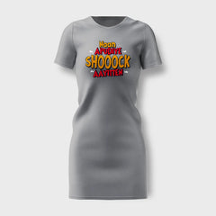 Naan Apudiye Shoooock Aayitten Women's T-Shirt Dress in Grey Melange Color