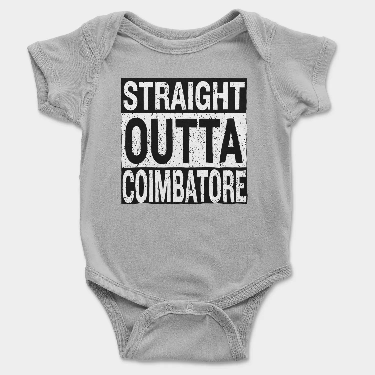 Straight Outta Coimbatore Onesie/Romper in Grey Melange Color