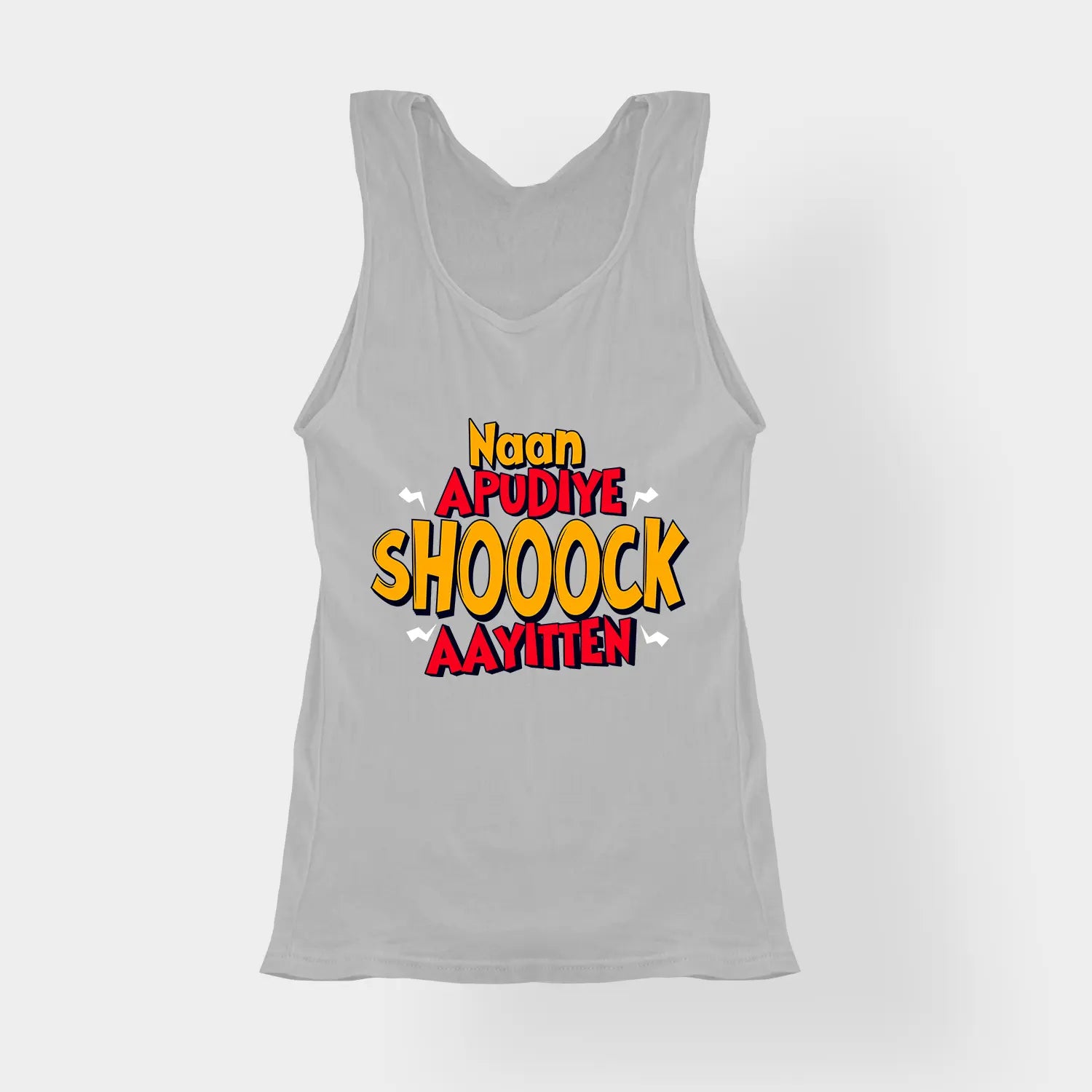 Naan Apudiye Shoooock Aayitten Women's Tank Top in Grey Melange Color